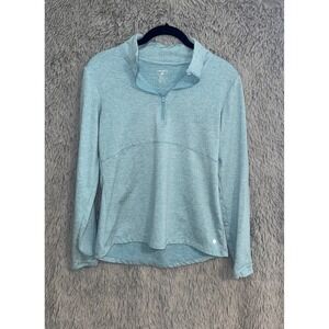 Layers 8 Athletic Quarter Zip Pullover Aqua Blue Heathered Size Medium Quick Dry